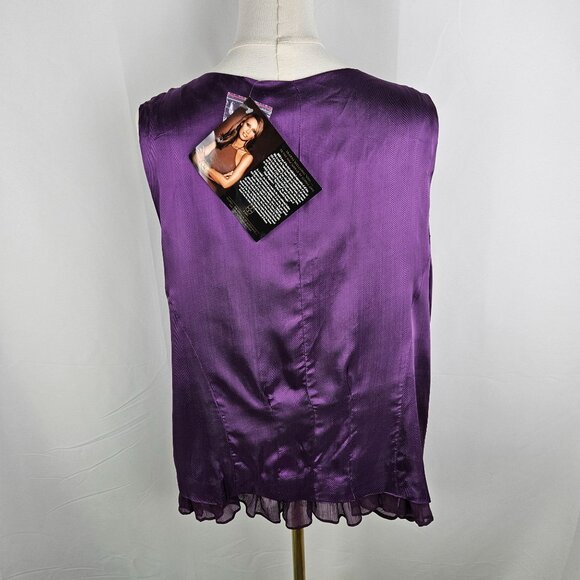 NEW Iman Top 1X Purple Cami Sheer With Attached Cardigan Embellished Sequin - Picture 8 of 14